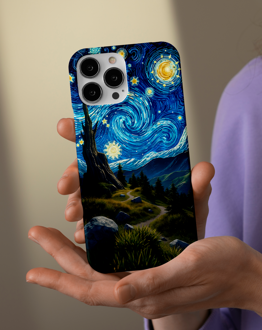 Sanatsal Yıldızlı Doğa Premium Telefon Kılıfı