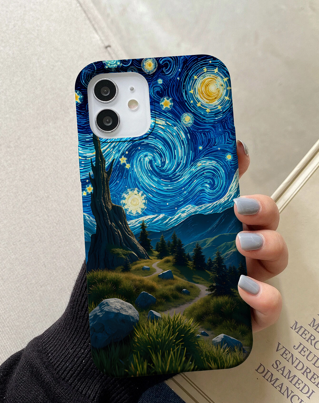 Sanatsal Yıldızlı Doğa Premium Telefon Kılıfı