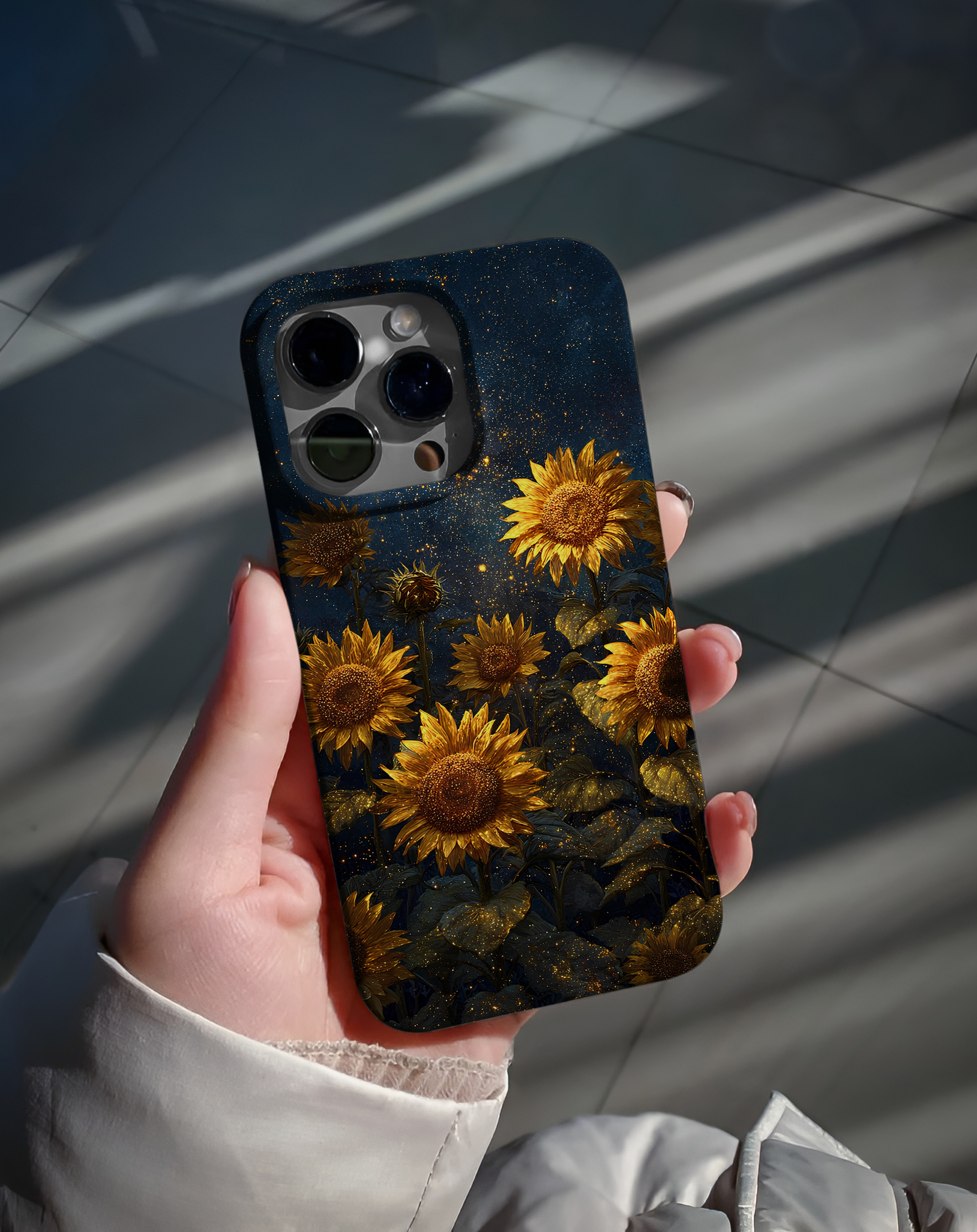 Gece Zeminli Ayçiçeği Premium Telefon Kılıfı