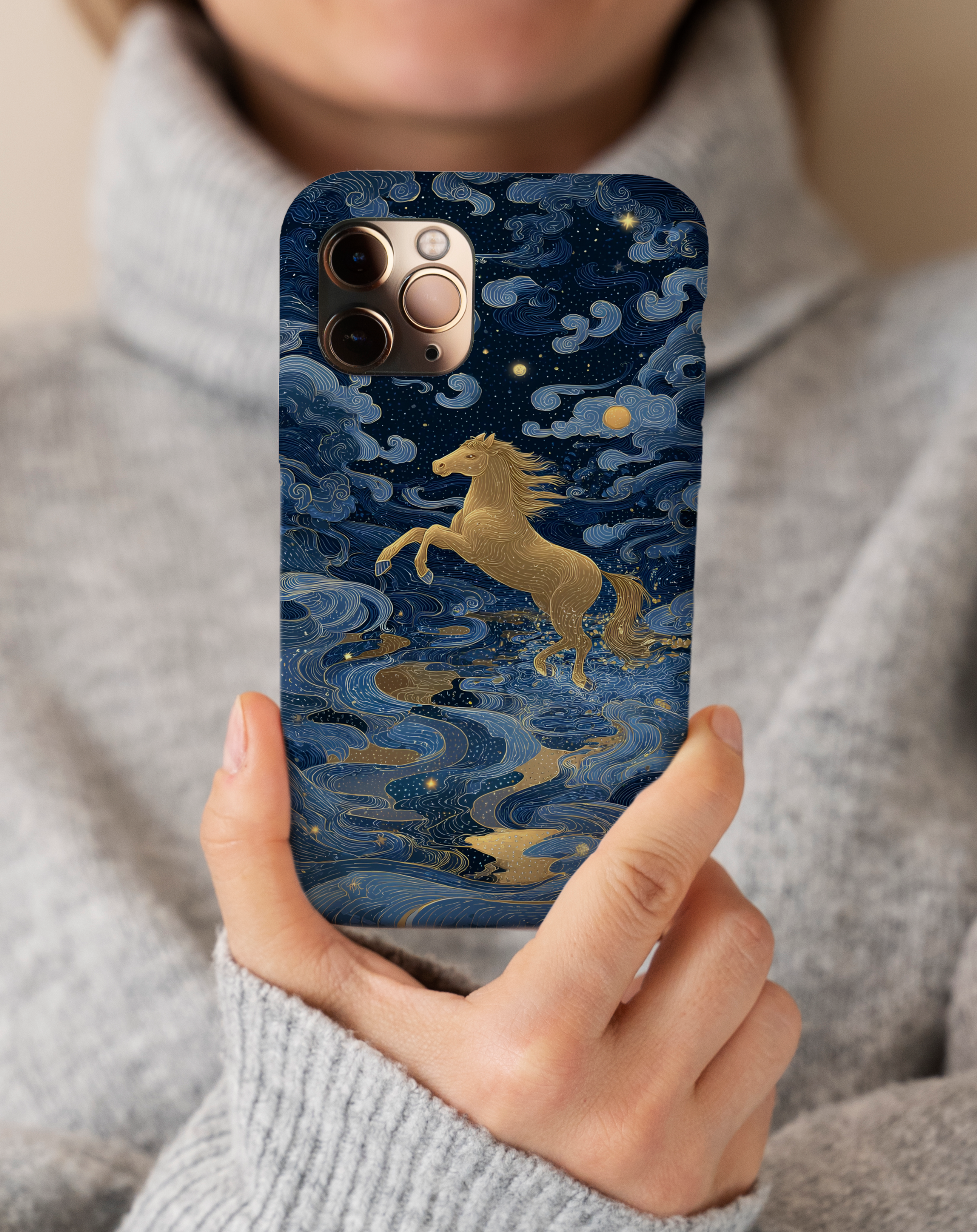 Golden Horse Night Premium Telefon Kılıfı