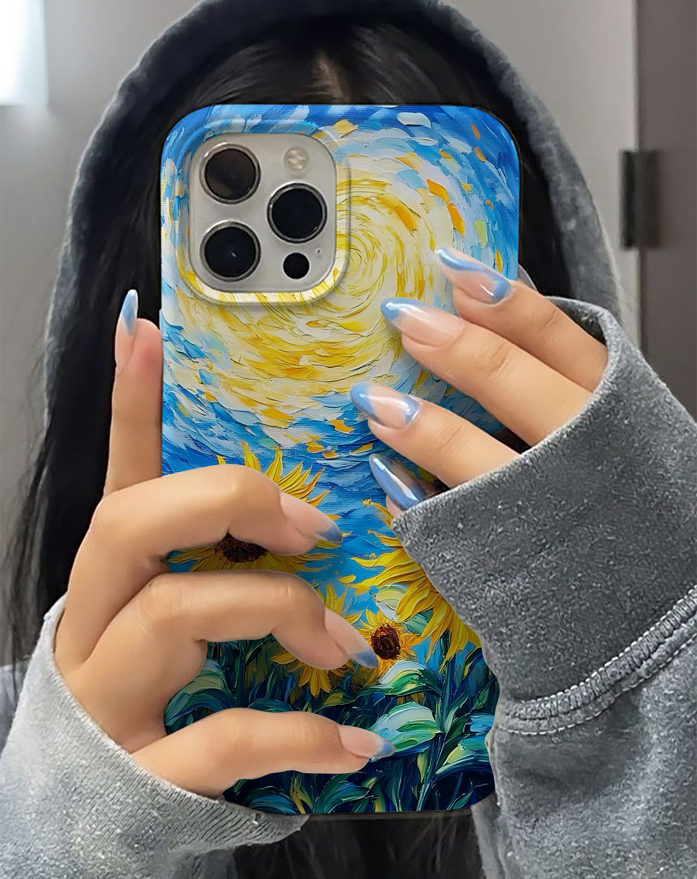 Ayçiçeği Desenli Sanatsal Premium Telefon Kılıfı