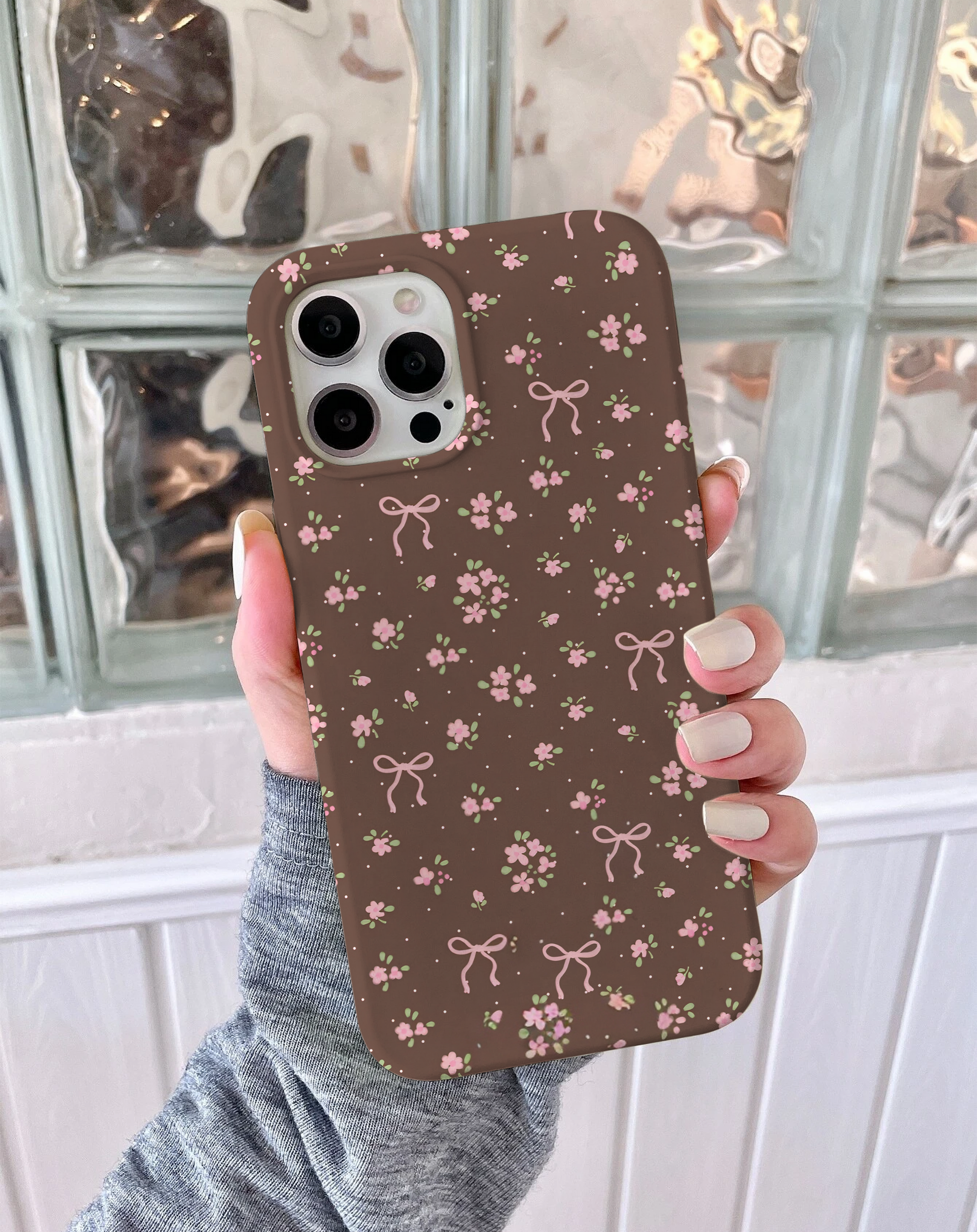 Brown Blossom Bow Premium Telefon Kılıfı