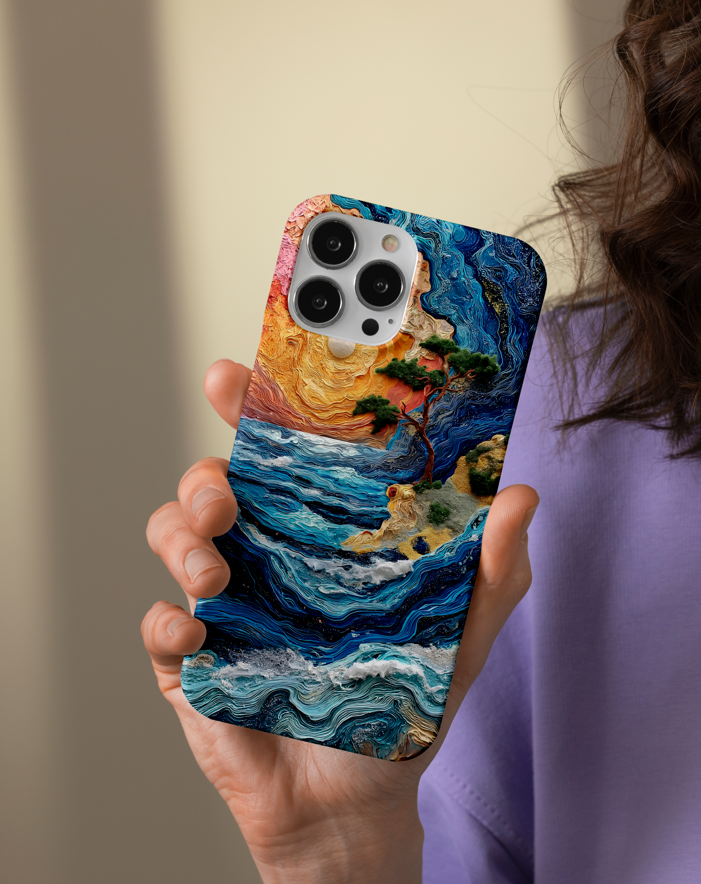 Ocean Sunset Painting Premium Telefon Kılıfı