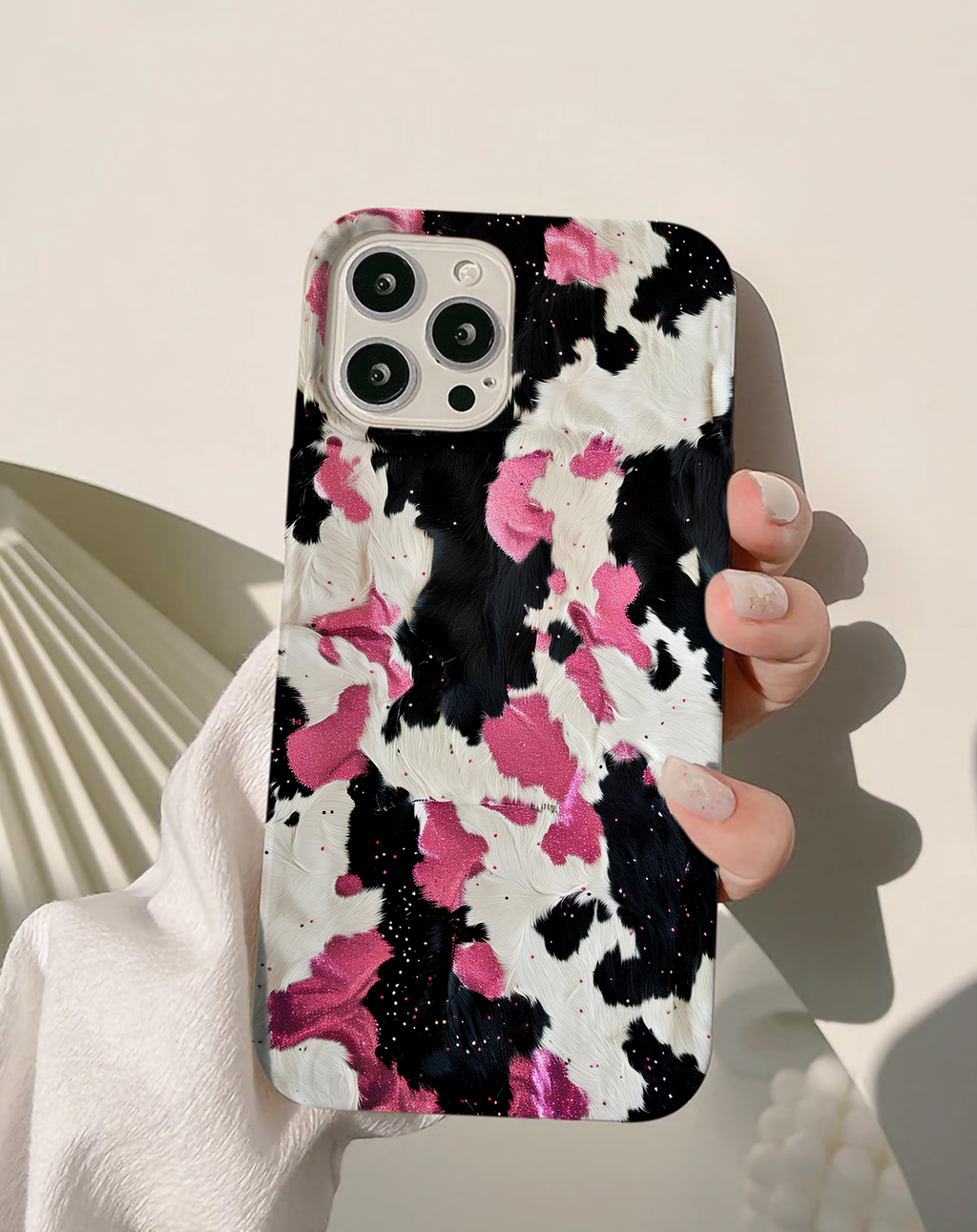 Pink Cow Print Premium Telefon Kılıfı