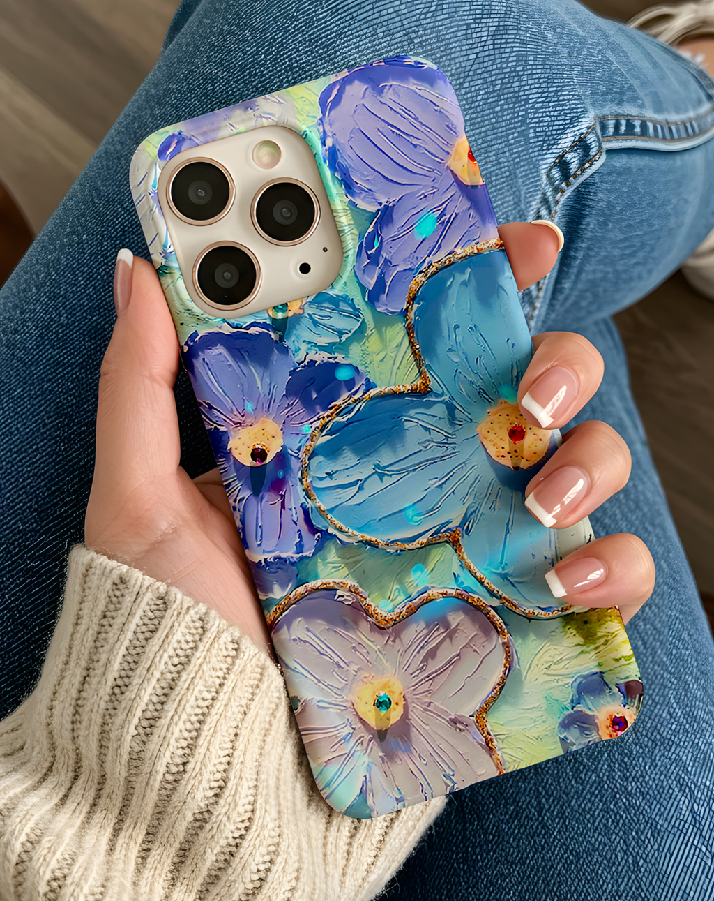 Mavi Çiçek Premium Telefon Kılıfı