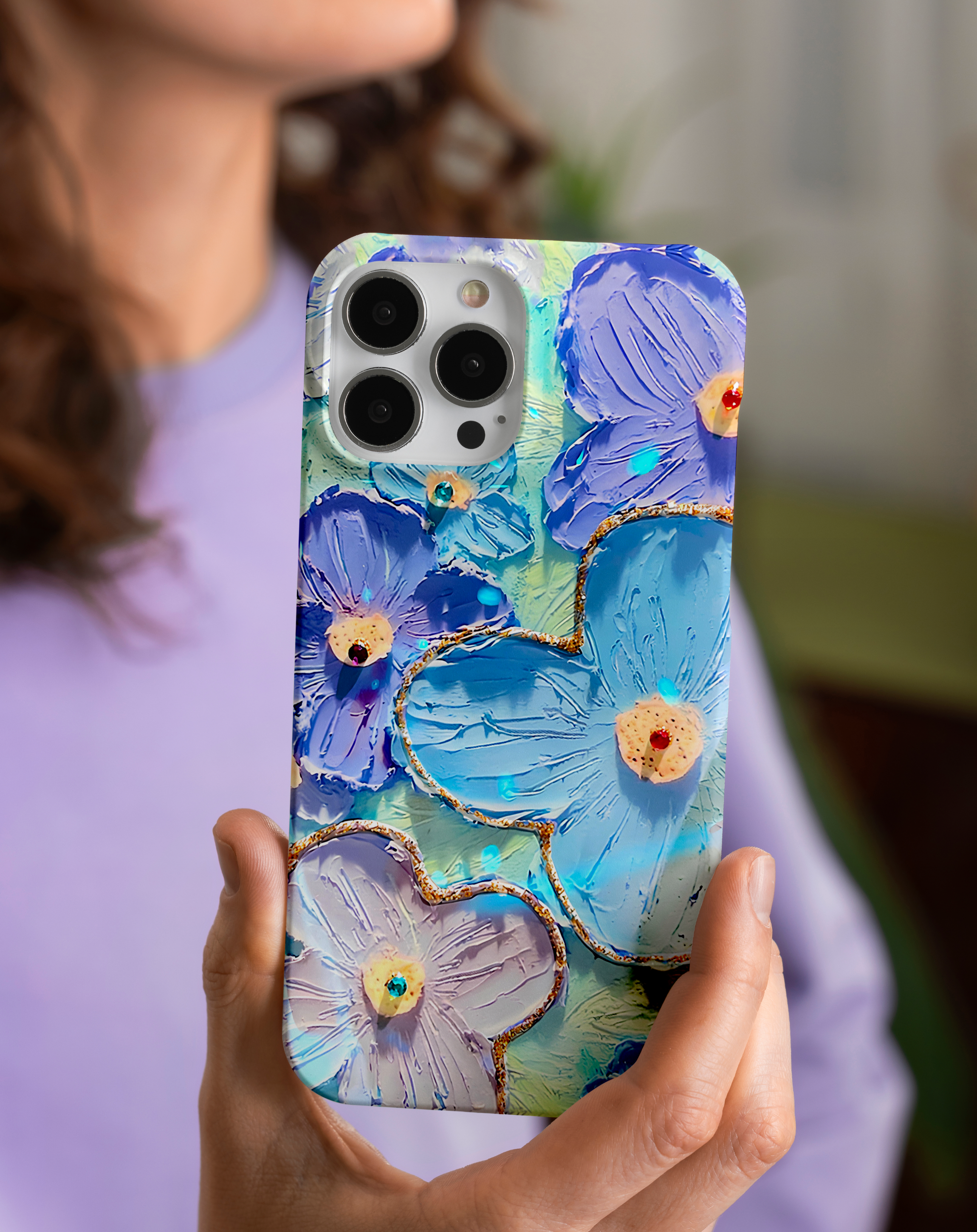 Mavi Çiçek Premium Telefon Kılıfı