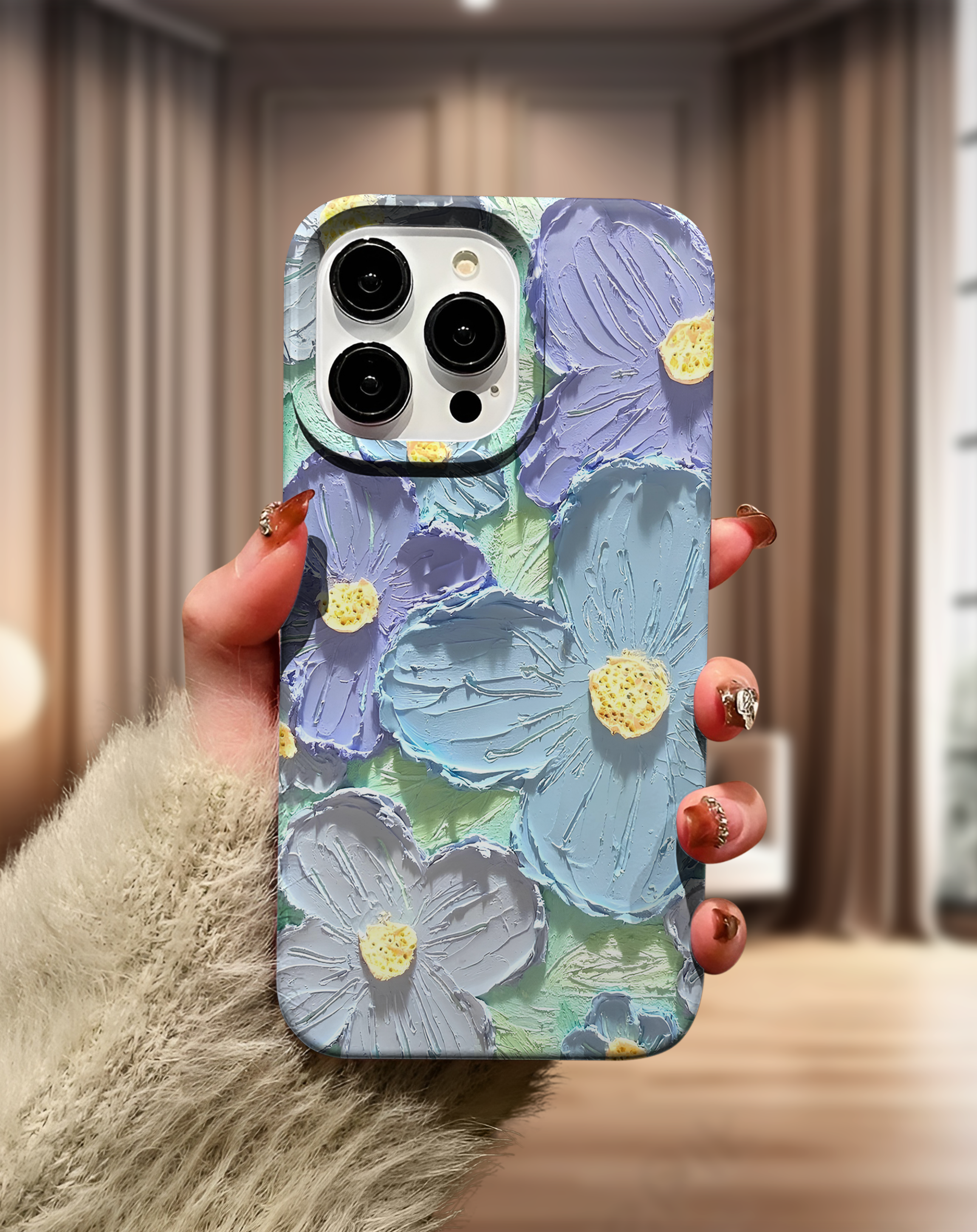 Mavi Çiçek Bahçesi Premium Telefon Kılıfı