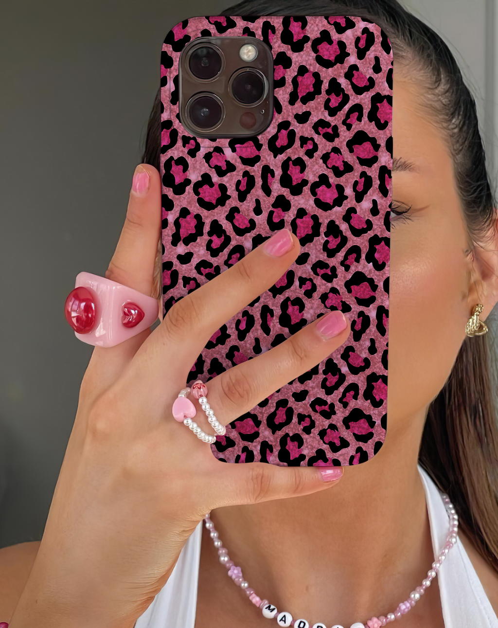 Pembe Leopar Premium Telefon Kılıfı