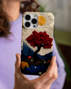Quilling Art Kırmızı Ağaç Doğa Manzara Telefon Kılıfı