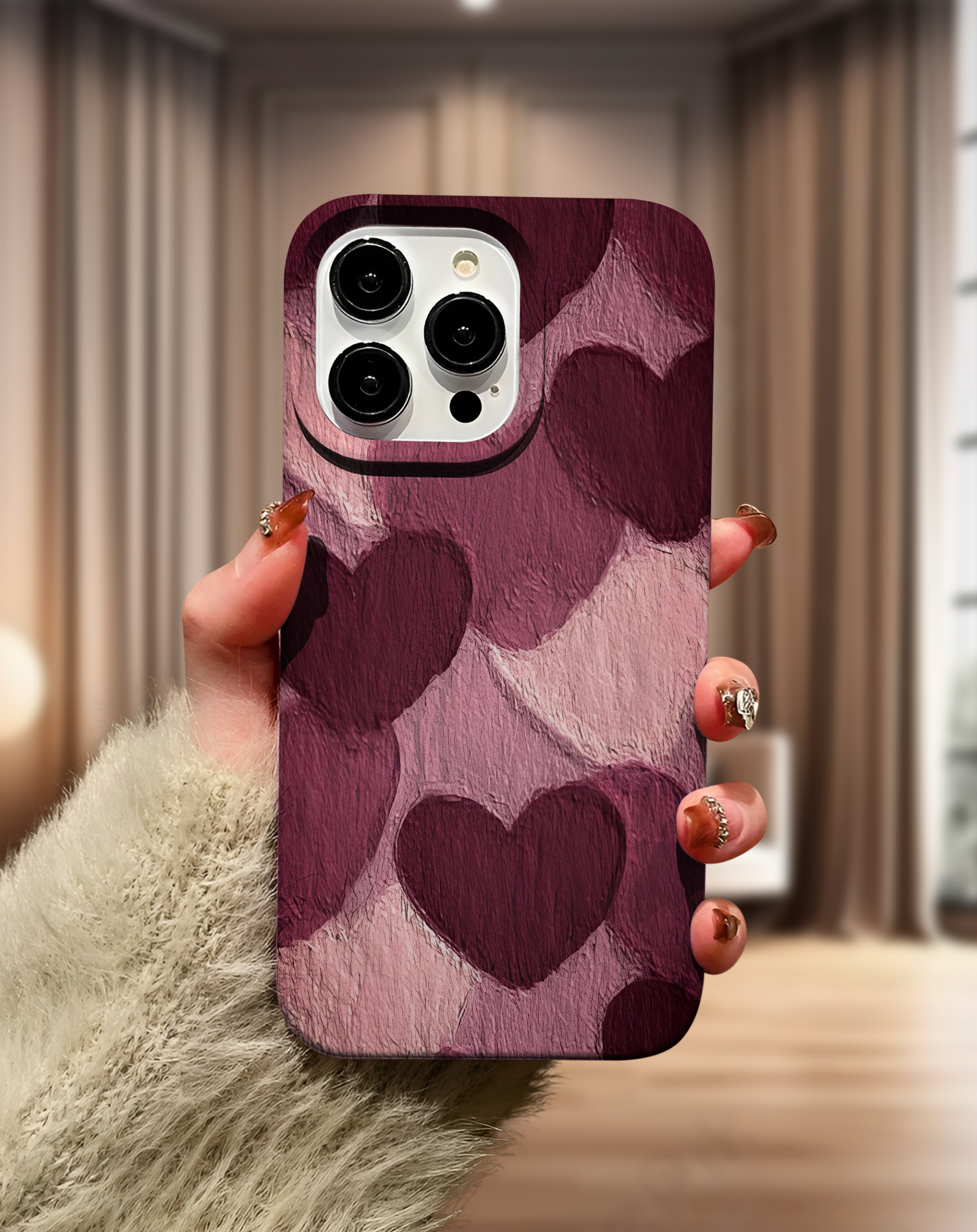 Kalp Desenli Premium Telefon Kılıfı