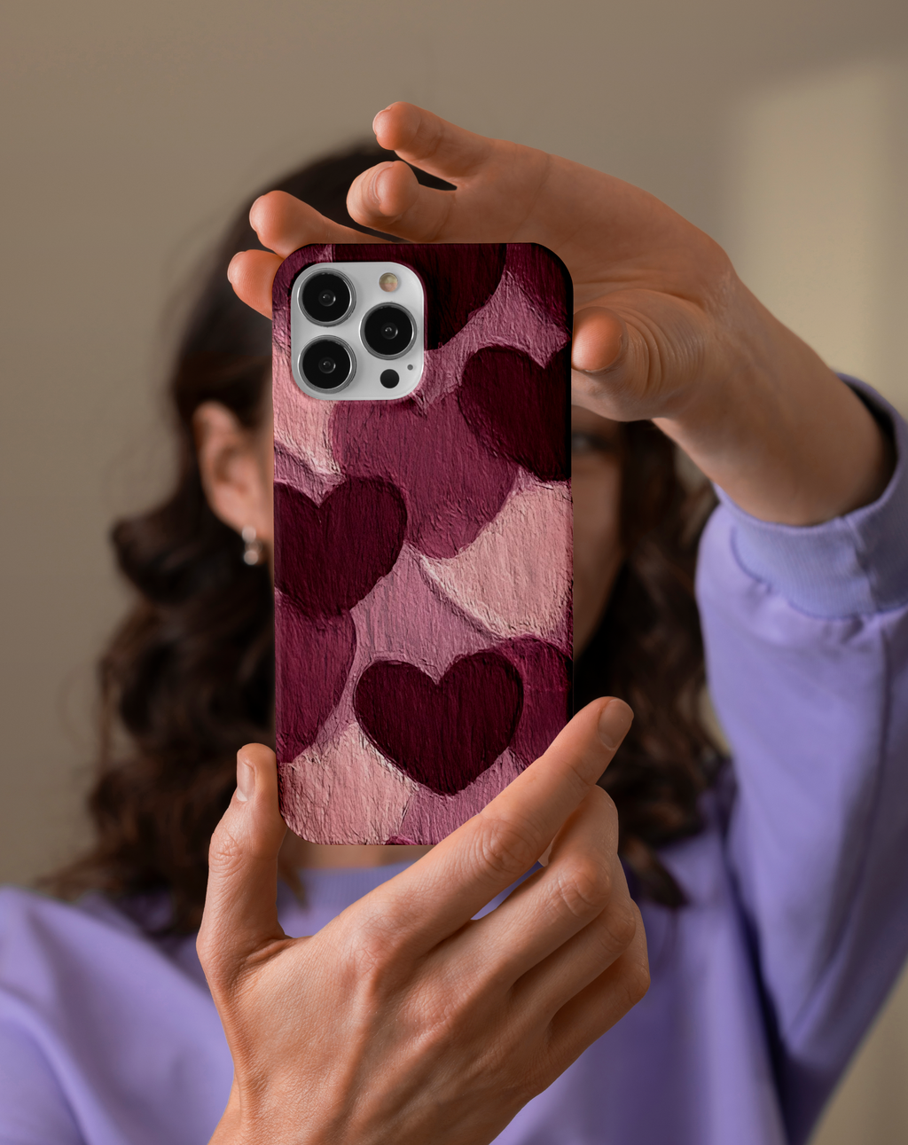 Kalp Desenli Premium Telefon Kılıfı