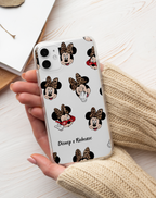 Leopar Fiyonklu Minnie Mouse Şeffaf Premium Telefon Kılıfı
