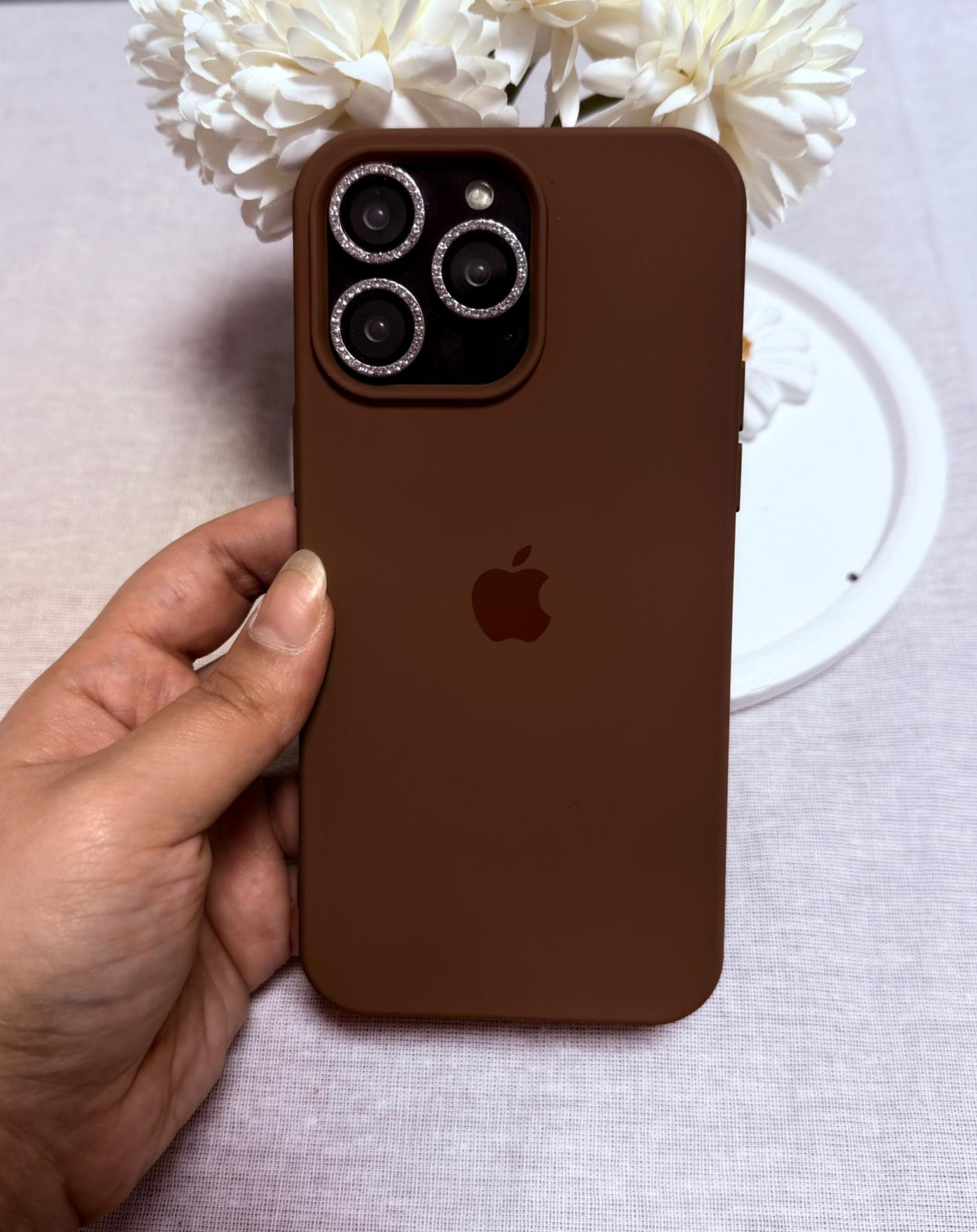 Apple Logo Kahverengi Premium Telefon Kılıfı