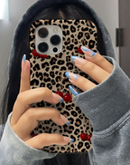 Leopar Kiraz Desenli Premium Telefon Kılıfı