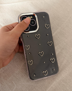 Glitter 3D Kalp Şeffaf (Sararmaz) Premium Telefon Kılıfı