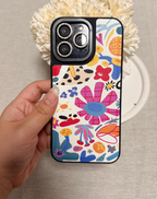 Abstract Flowers Deri Telefon Kılıfı