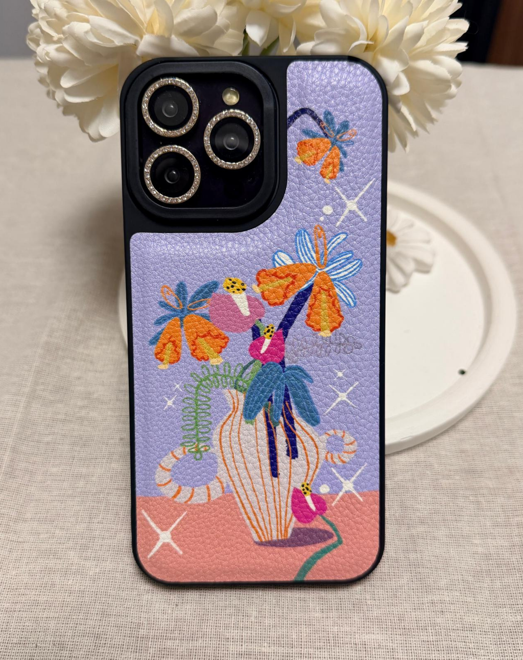 Pastel Vase Art Deri Telefon Kılıfı