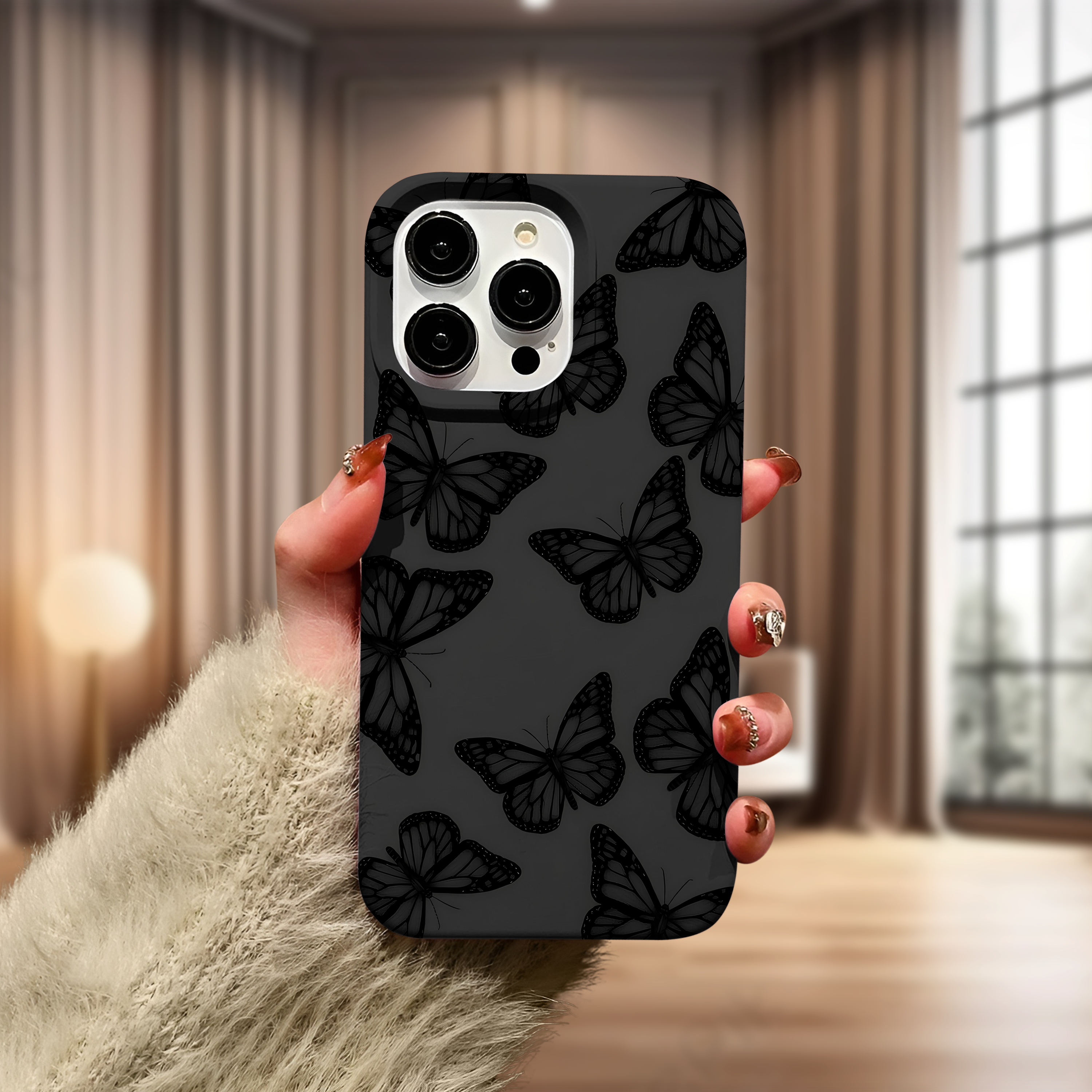 Siyah Kelebek Premium Telefon Kılıfı