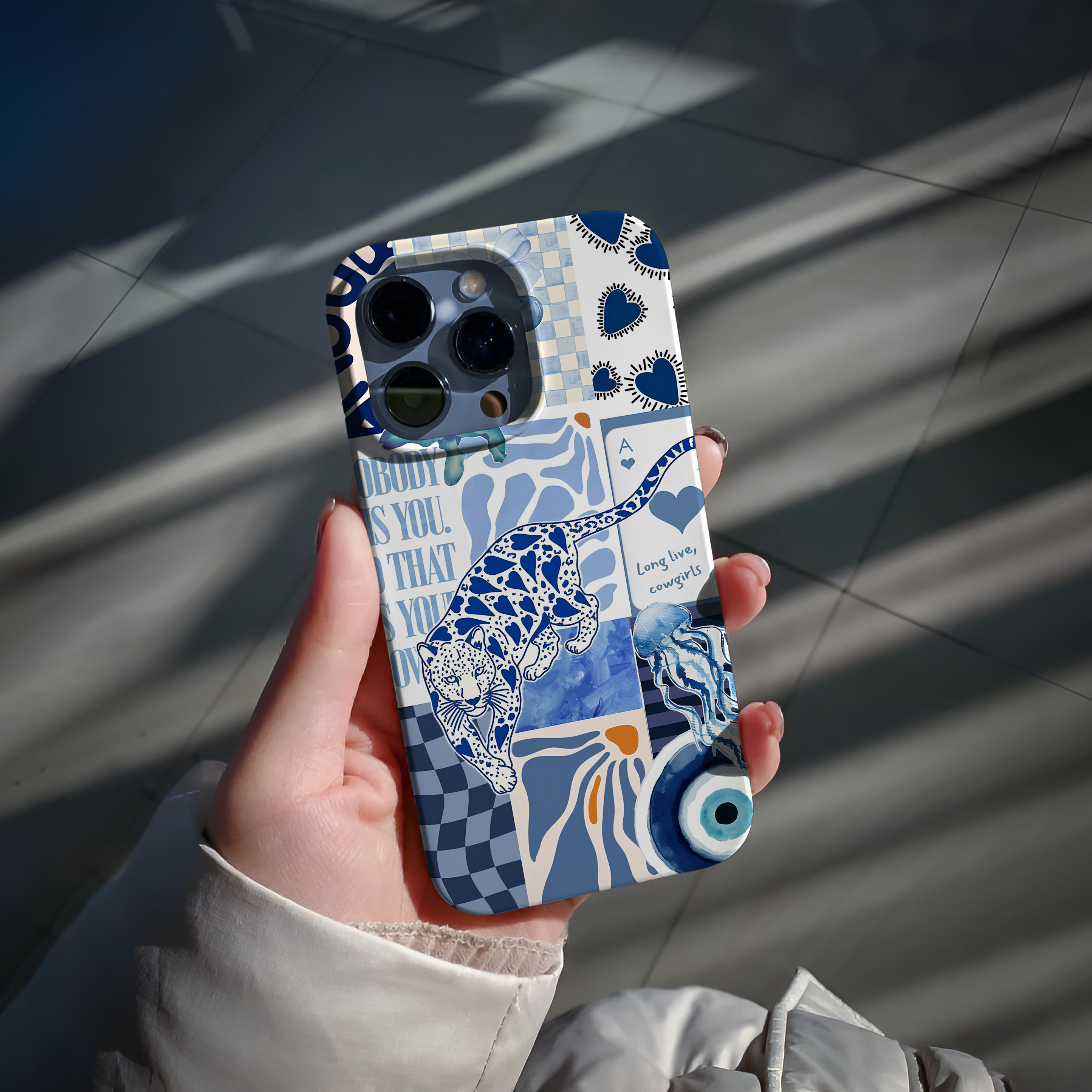 Mavi Leopar Premium Telefon Kılıfı