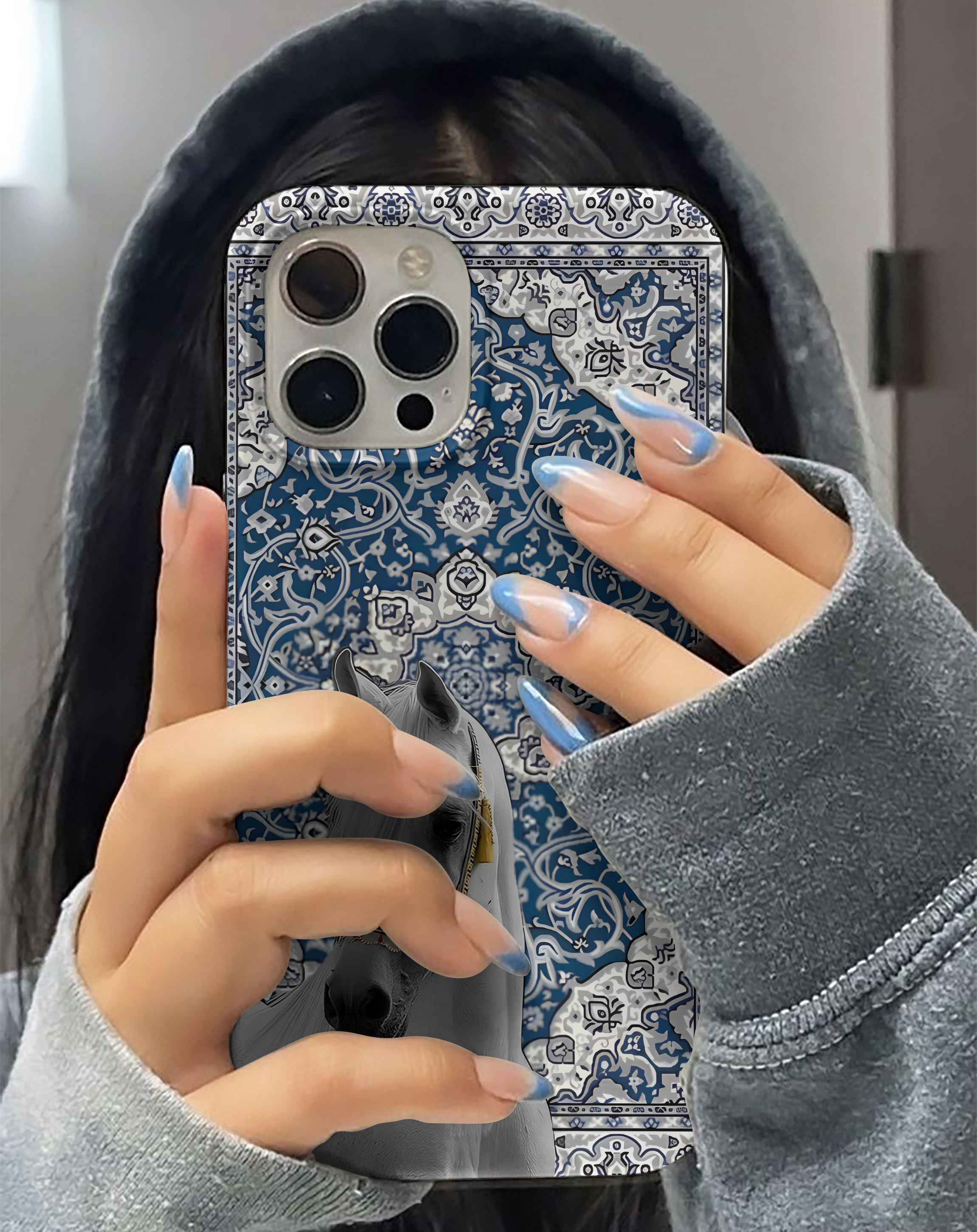 Otantik Kilim ve At Figürlü Etnik Premium Telefon Kılıfı