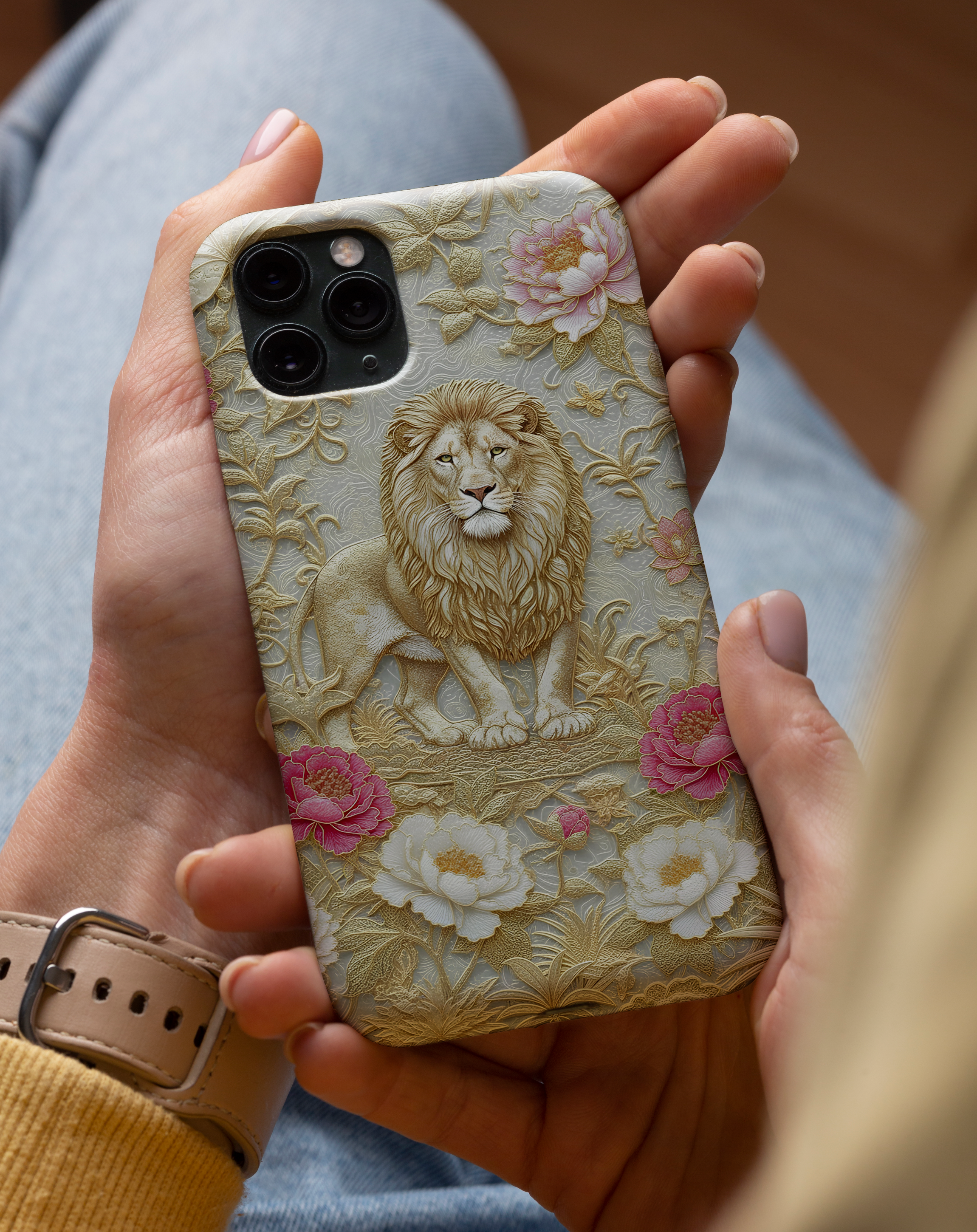 Lion Floral Premium Telefon Kılıfı