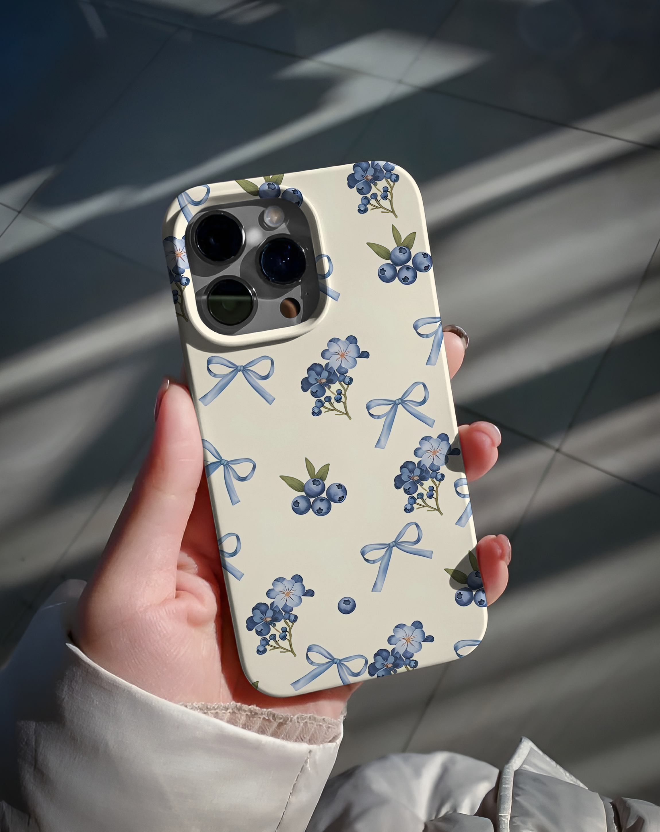 Blue Floral Bow Premium Telefon Kılıfı