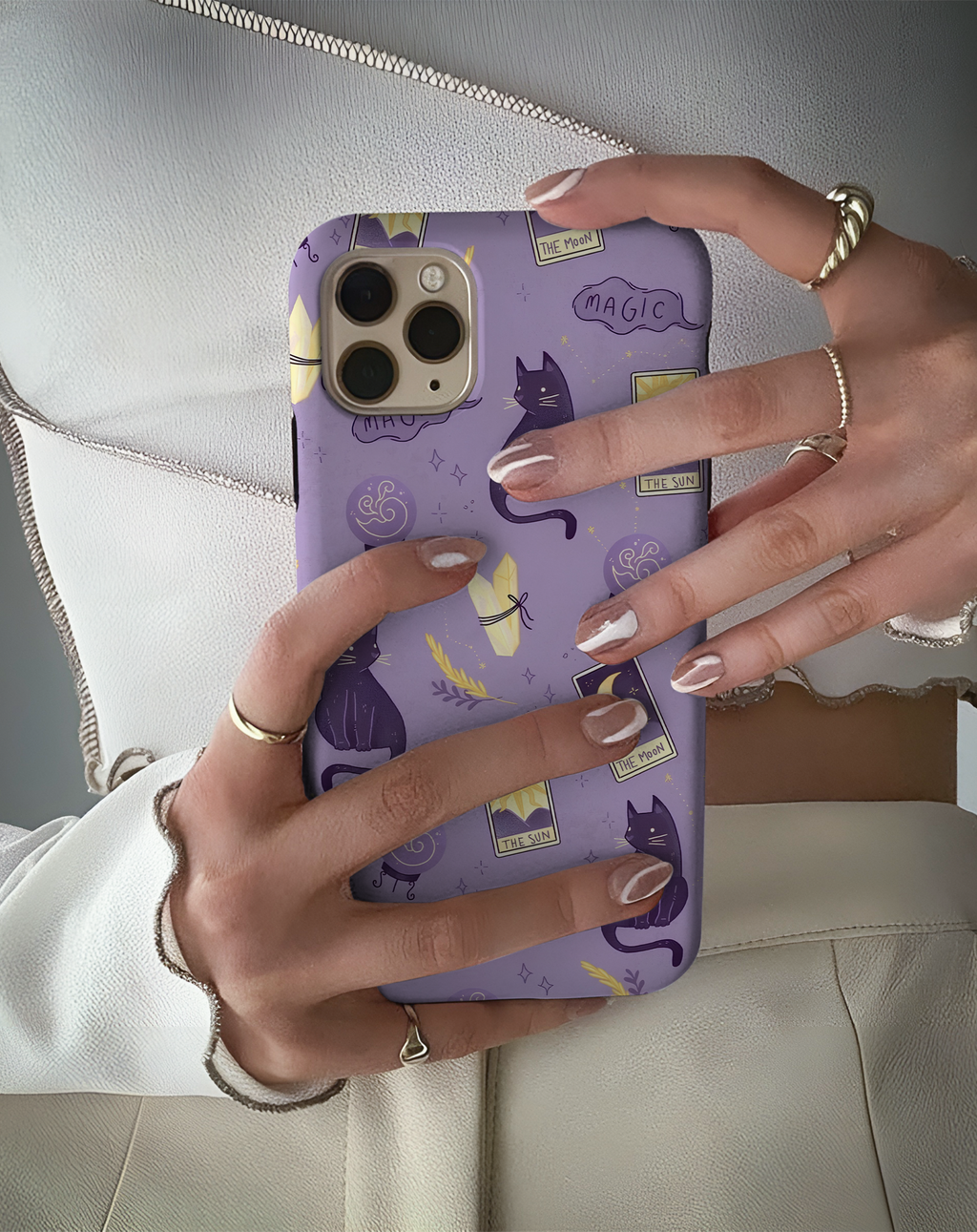 Magic Tarot Kedi Desenli Premium Telefon Kılıfı